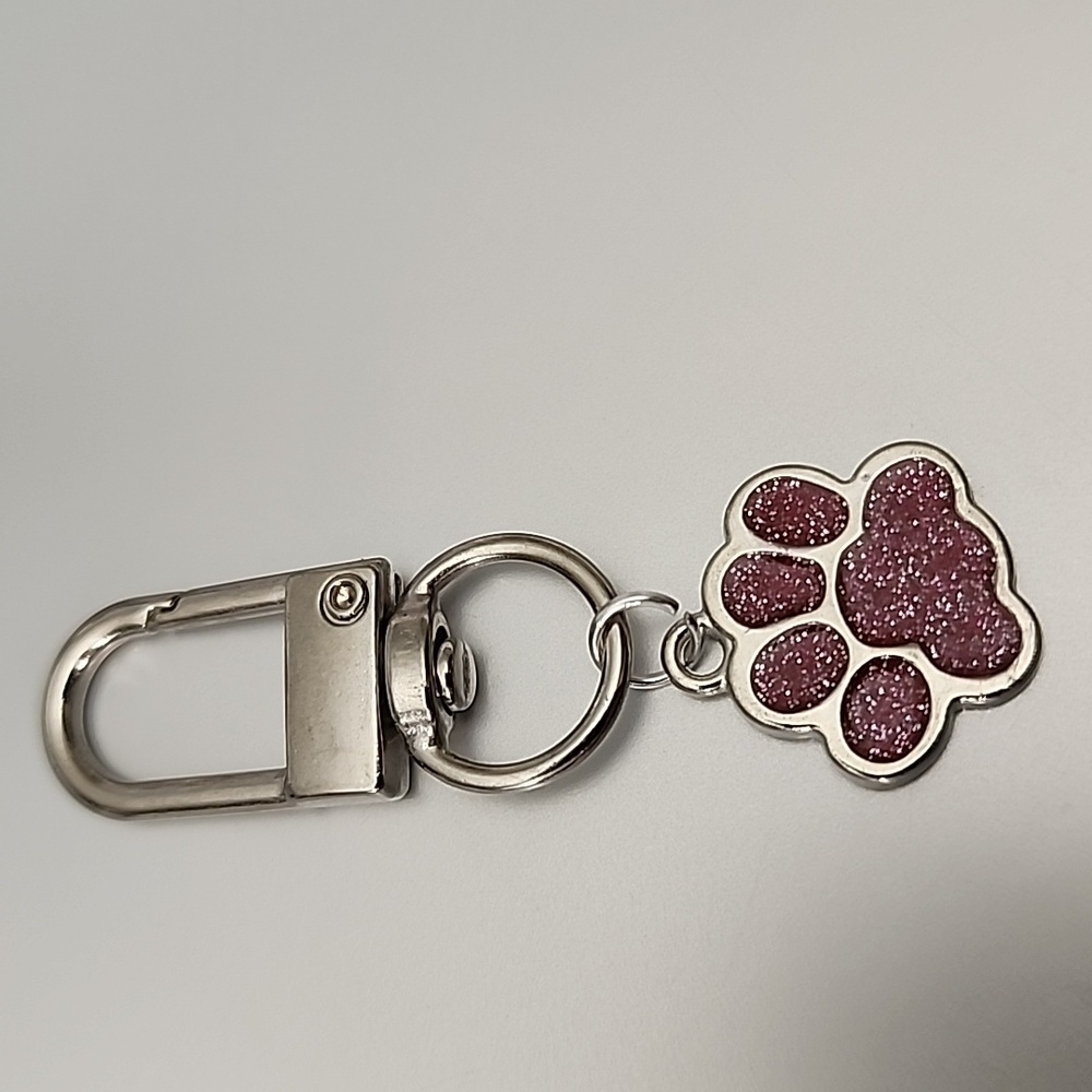 Sparkle Paw Print  ZIPPER Pull purse charm Or Charm bracelet Lobster claw
